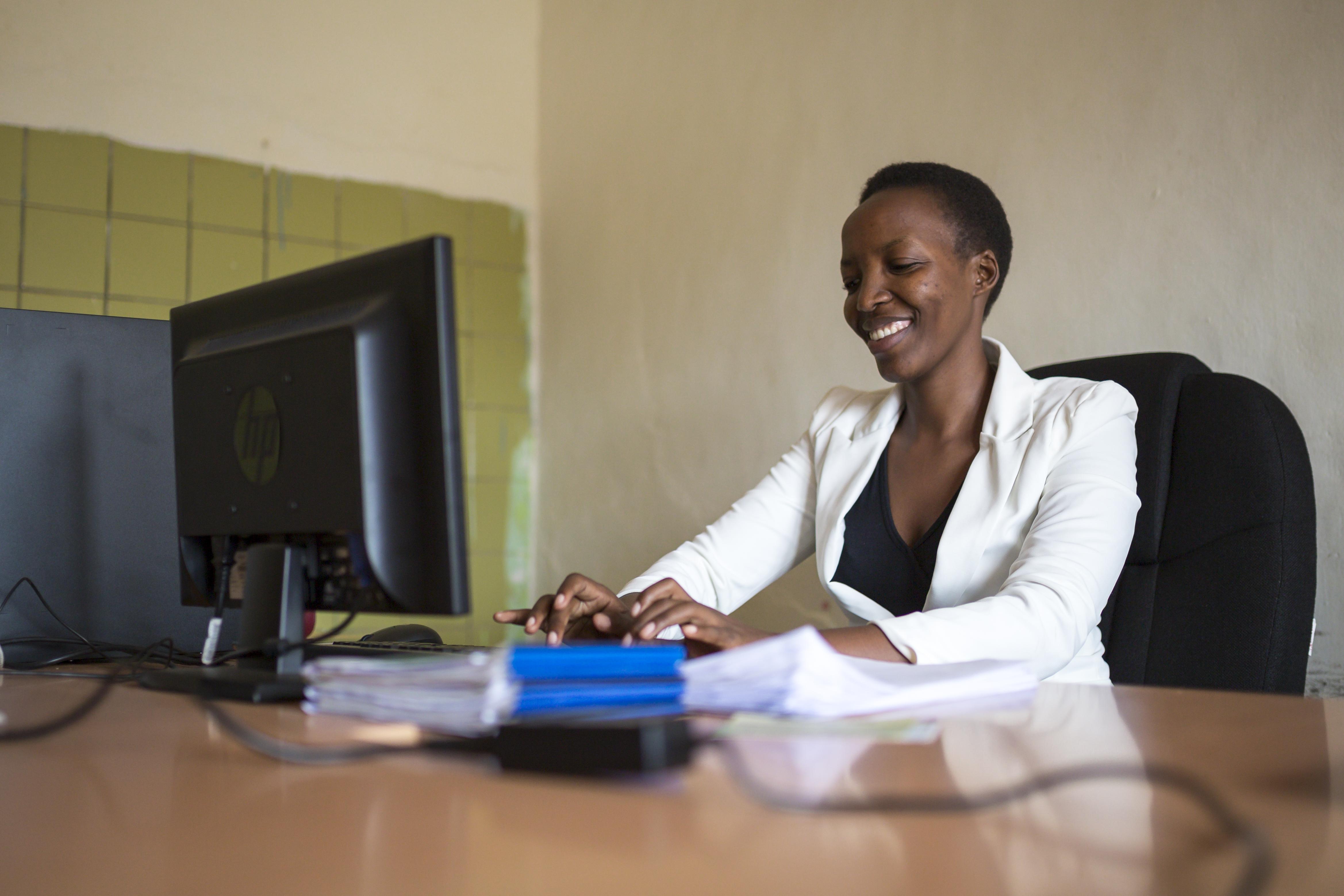 Woman on a computer